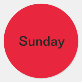 Sunday Day of the Week Redステッカー ラウンドシール