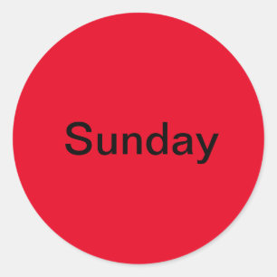Sunday Day of the Week Redステッカー ラウンドシール
