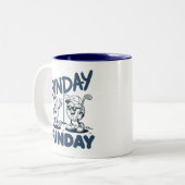 Sunday Funday Golf Funny Golfing Golfers Retro ツートーンマグカップ (正面左)