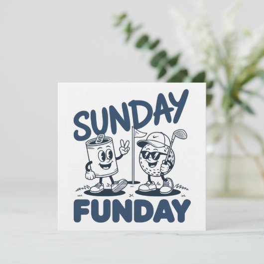 Sunday Funday Golf Funny Golfing Golfers Retro 招待状 (スタンド正面)