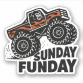 Sunday Funday Gorilla Monster Truck Funny Sticker シール (正面)