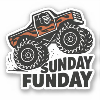 Sunday Funday Gorilla Monster Truck Funny Sticker シール