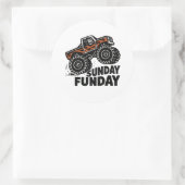Sunday Funday Gorilla Monster Truck Funny Sticker ラウンドシール (バッグ)