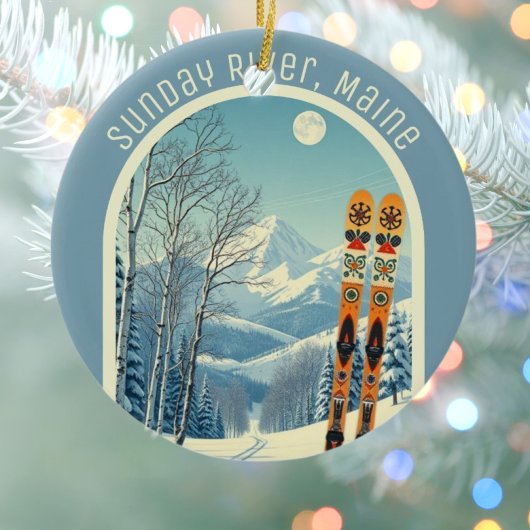 Sunday River Maine ski area souvenir  セラミックオーナメント