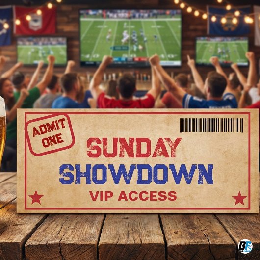 Sunday Showdown VIP Football Party Ticket 招待状
