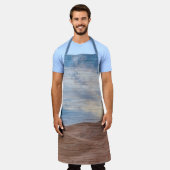 Sundown Over Sand Dunes On Wood Grain Photo  エプロン (着用した状態)