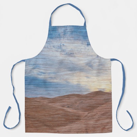 Sundown Over Sand Dunes On Wood Grain Photo  エプロン (正面)