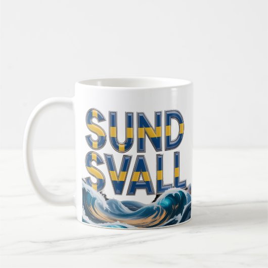 Sundsvall Artistic Ocean Waves Ceramic Mug コーヒーマグカップ (左)