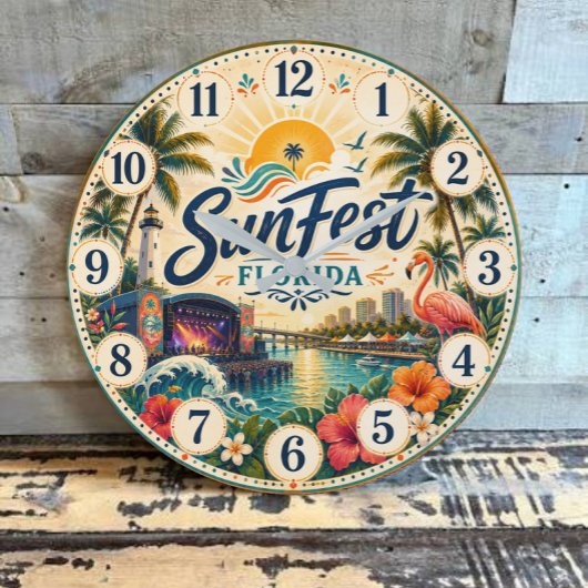 SunFest Florida Tropical Music Festival  ラージ壁時計