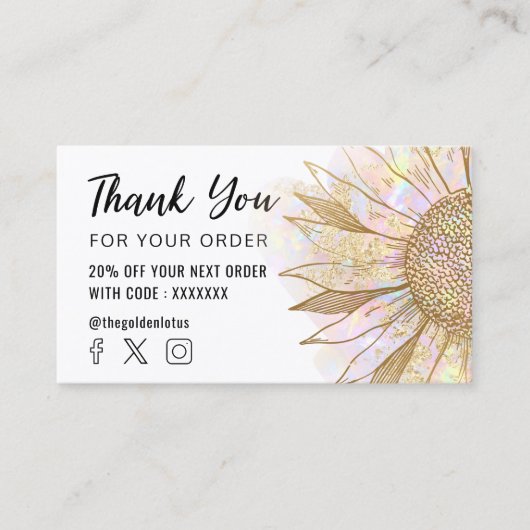 sunflowerロゴ感謝していビジネスカード 名刺 (正面)