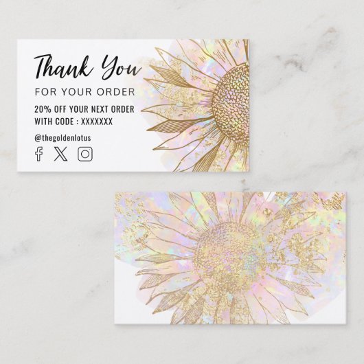 sunflowerロゴ感謝していビジネスカード 名刺 (正面/裏面)