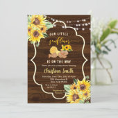 Sunflower 素朴 On The Way Girl Baby Shower 招待状 (スタンド正面)