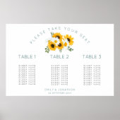 Sunflower 30 guests 3 tables seating chart ポスター (正面)