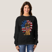 Sunflower American Flag Leonberger 4th Of July Pra スウェットシャツ (正面フル)