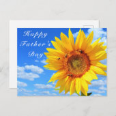 Sunflower and Bees on Blue Sky Father's Day Card ポストカード (正面/裏面)