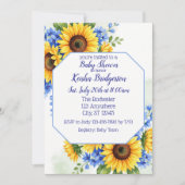 Sunflower and Blue Baby Shower 招待状 (正面)