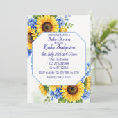 Sunflower and Blue Baby Shower 招待状 (スタンド正面)