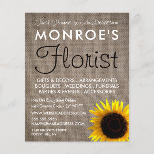 Sunflower and Burlap, Floristry Advertising チラシ