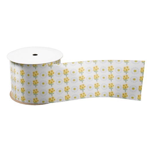 Sunflower and daisy  Satin Ribbon  サテンリボン (リール)