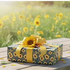 Sunflower and Foliage Pattern Gift Wrap Paper  ラッピングペーパー