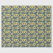 Sunflower and Foliage Pattern Gift Wrap Paper  ラッピングペーパー (フラット)