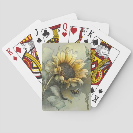 Sunflower and Honey Bee Playing Cards トランプ (裏面)
