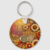 Sunflower and Honeycomb Design Keychain キーホルダー (裏面)