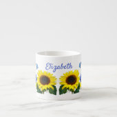 Sunflower and Hydrangea Custom Name Coffee Mug エスプレッソカップ (正面)
