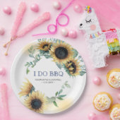Sunflower and Navy Blue I Do BBQ ペーパープレート (パーティー)