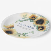 Sunflower and Navy Blue I Do BBQ ペーパープレート (アングル)