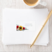 Sunflower and Red Rose Floral Address Label ラベル (インサイチュ)