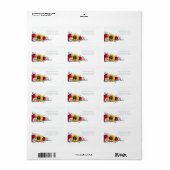 Sunflower and Red Rose Floral Address Label ラベル (フルシート)