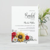 Sunflower and Red Rose Floral Bridal Shower 招待状 (スタンド正面)