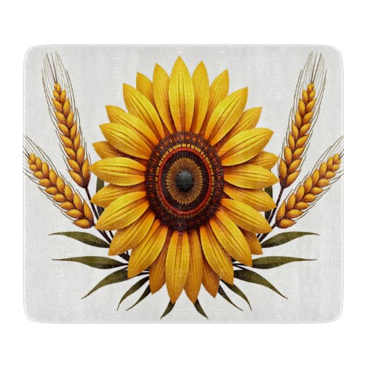 Sunflower and Wheat Glass Cutting Board カッティングボード (正面)