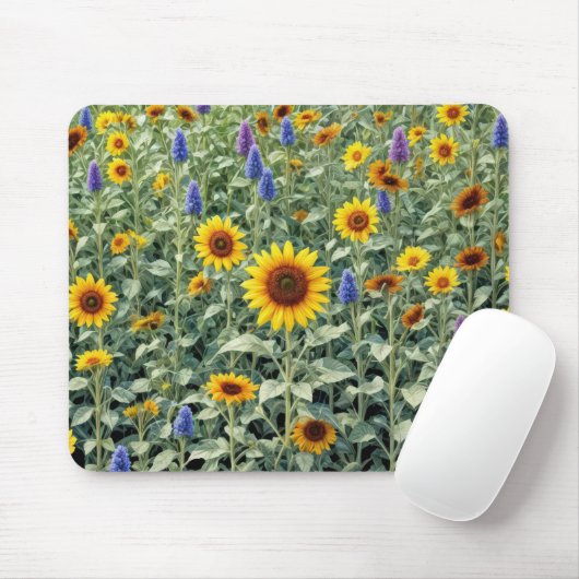 Sunflower and Wildflower Field マウスパッド (マウス)