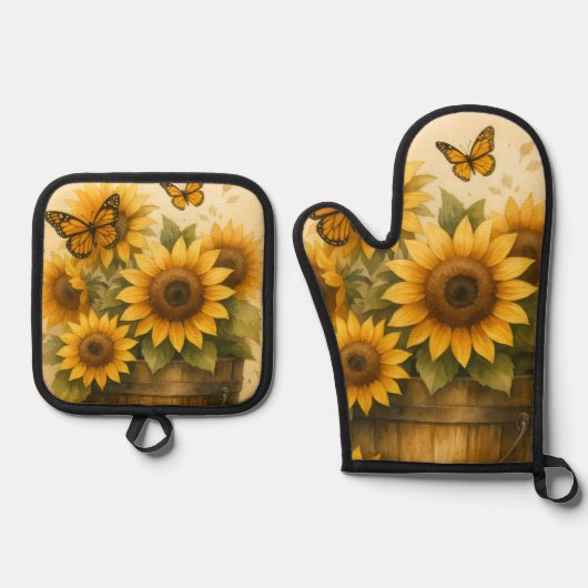 Sunflower Apron 鍋つかみ&鍋敷きセット (正面)