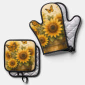 Sunflower Apron 鍋つかみ&鍋敷きセット (正面/裏面)