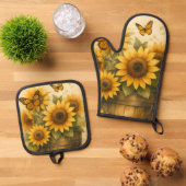 Sunflower Apron 鍋つかみ&鍋敷きセット (トップダウン)