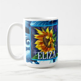 Sunflower at Night Flower Floral Personalized コーヒーマグカップ