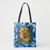 Sunflower at Night Flower Floral Personalized トートバッグ (正面)