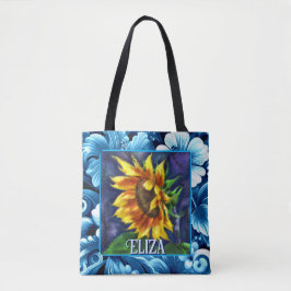 Sunflower at Night Flower Floral Personalized トートバッグ