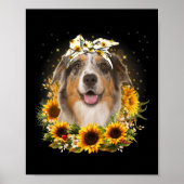 Sunflower Australian Shepherd Dog Mothers Day For ポスター (正面)