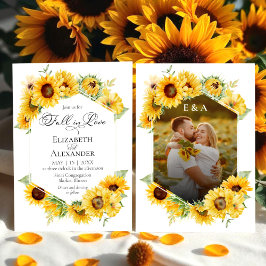 Sunflower Autumn秋in Love Photo 結婚's 招待状