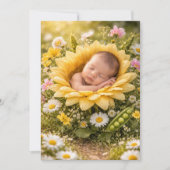 SUNFLOWER BABY IN BLOOM DIGITAL DOWNLOAD INVITE 招待状 (正面)