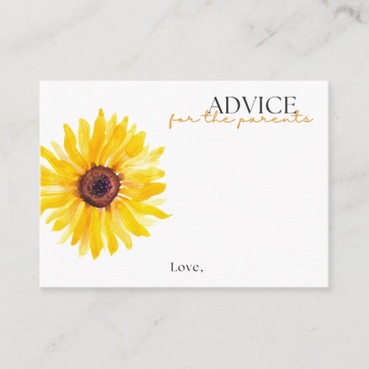 Sunflower Baby Shower Advice Card | Floral Advice アドバイスカード (正面)