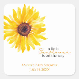 Sunflower Baby Shower Favor Stickers スクエアシール