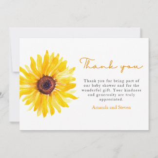 Sunflower Baby Shower Thank You Card サンキューカード