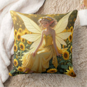 Sunflower Background with a Fairy  クッション (ブランケット)