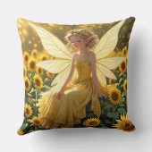Sunflower Background with a Fairy  クッション (裏面)