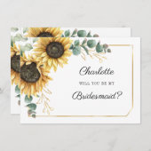  Sunflower Be My Bridesmaid Card 招待状 (正面/裏面)